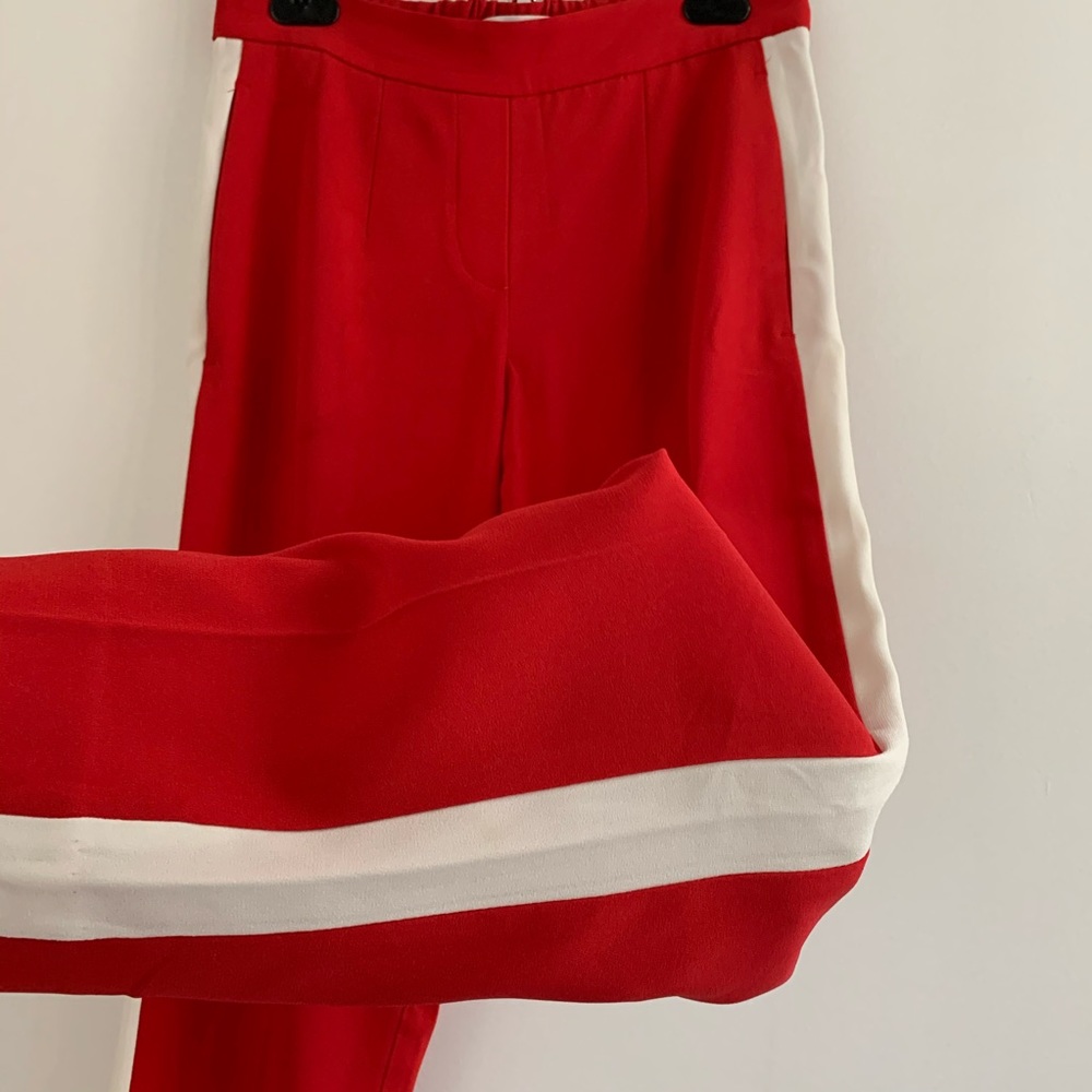 Women’s Babaton Cropped Red Pants w White Stripe